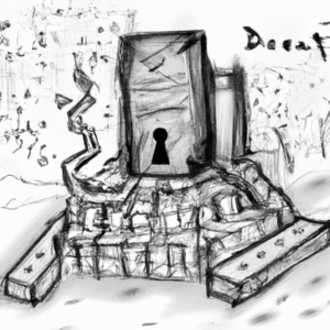 Diagram illustrating a digital fortress protected by a lock.